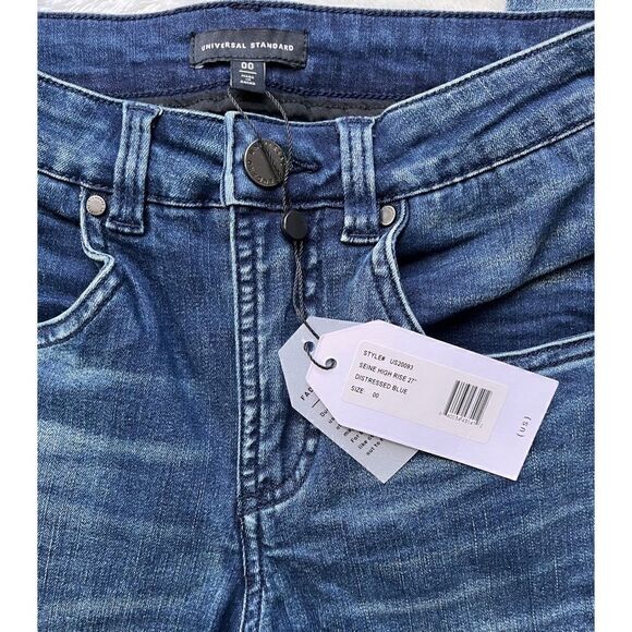 NWT UNIVERSAL STANDARD Seine High Rise 27” Skinny Jeans in Distressed Blue, 00 - Picture 6 of 15